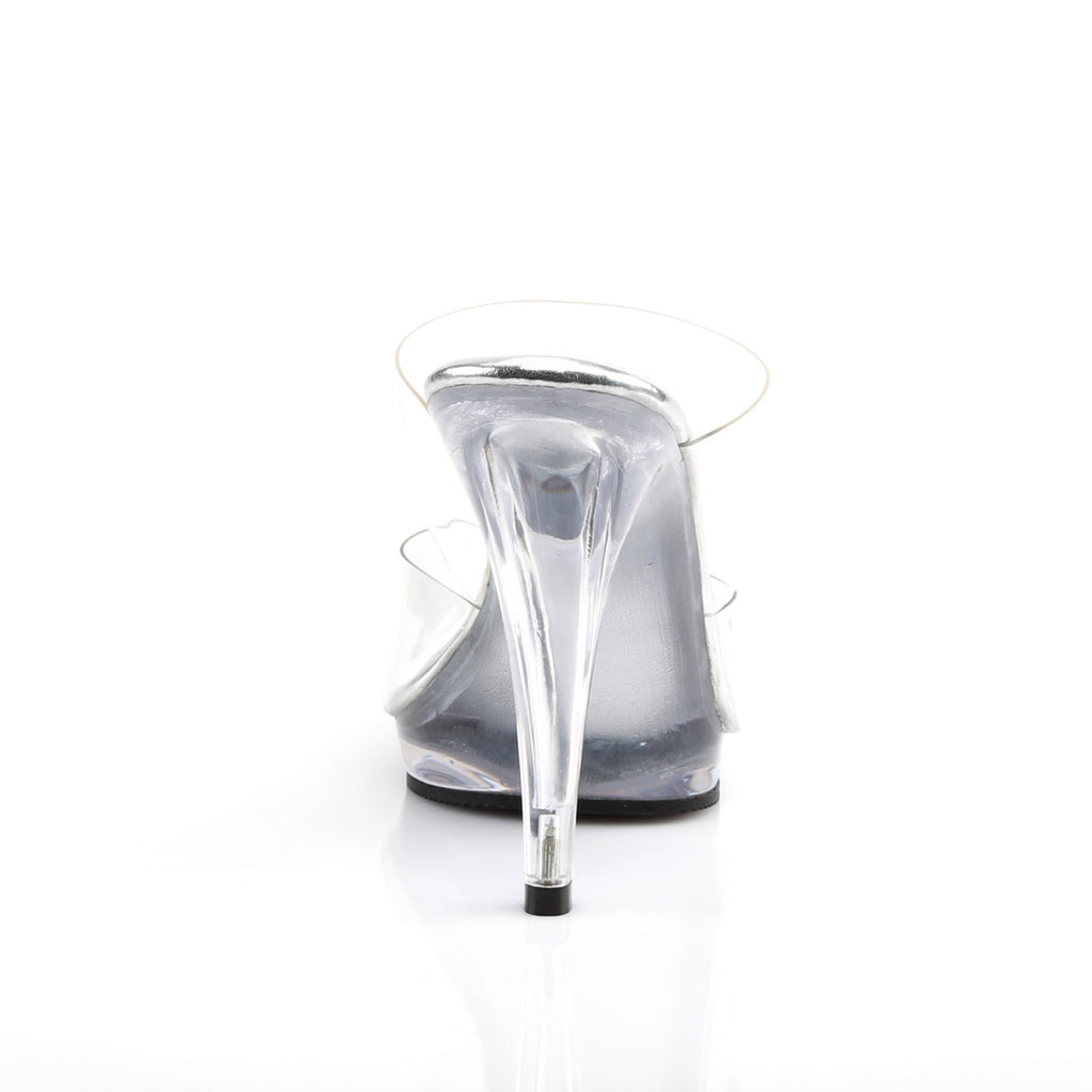 4 1/2" Heel, 1/2" PF Two Band Slide Clr/Clr Pleaser Fabulicious FLAIR/402