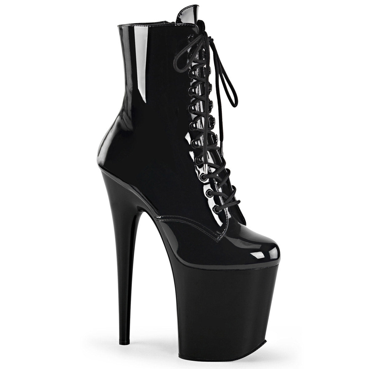 8"heel, 4" Pf Lace-up Front Ankle Boot, Side Zip Pleaser Pleaser FLAMINGO/1020