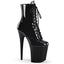 8"heel, 4" Pf Lace-up Front Ankle Boot, Side Zip Pleaser Pleaser FLAMINGO/1020