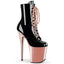 8" Heel, 4" PF Lace-up Ankle Boot, Side Zip Pleaser Pleaser FLAMINGO/1020
