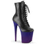 8" Heel, 4" PF Lace-Up Ankle Boot, Side Zip Pleaser Pleaser FLAMINGO/1020BP