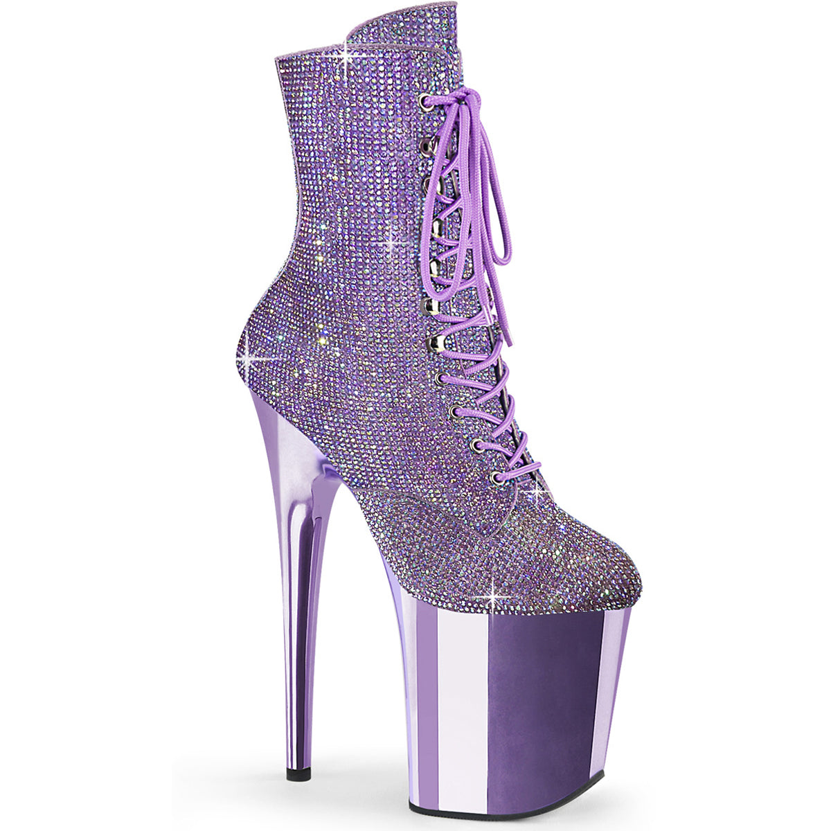 8" Heel , 4" Pf Lace-Up Rs Embellished Ankle Boot, Side Zip Pleaser  FLAM1020CHRS/LV/LVCH Main image