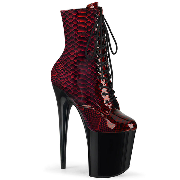 8" Heel, 4" Pf Lace-up Front Ankle Boot, Side Zip Pleaser Pleaser FLAMINGO/1020SP