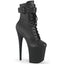 8" Heel, 4" Pf Lace-Up Front Ankle Boot, Side Zip Pleaser  FLAM1020STR/BPU/M