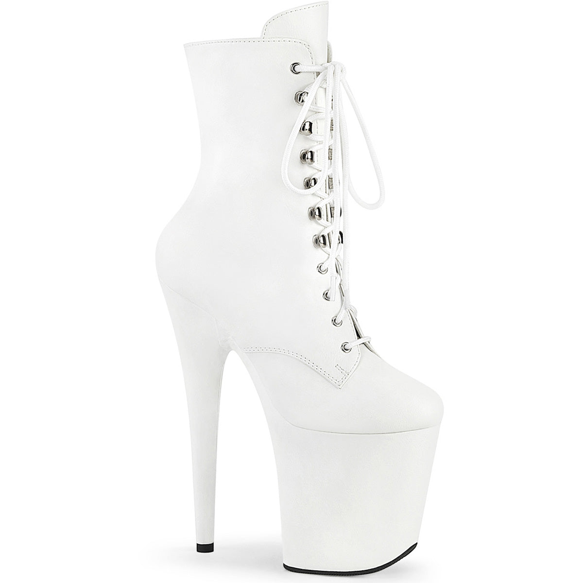 Pleaser 8" Heel, 4" Pf Lace-Up Front Ankle Boot, Side Zip FLAMINGO/1020WR Secondary image
