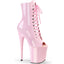 8" Heel, 4" Pf Lace-up Glitter Ankle Boot, Side Zip Pleaser Pleaser FLAMINGO/1021