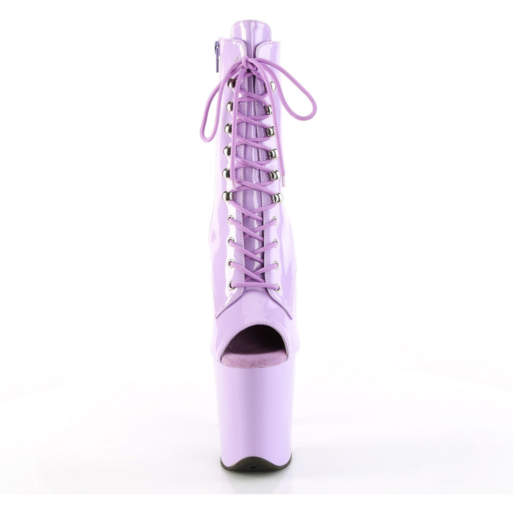 8" Heel, 4" Pf Peep Toe Lace-Up Ankle Boot, Side Zip Pleaser Pleaser FLAMINGO/1021