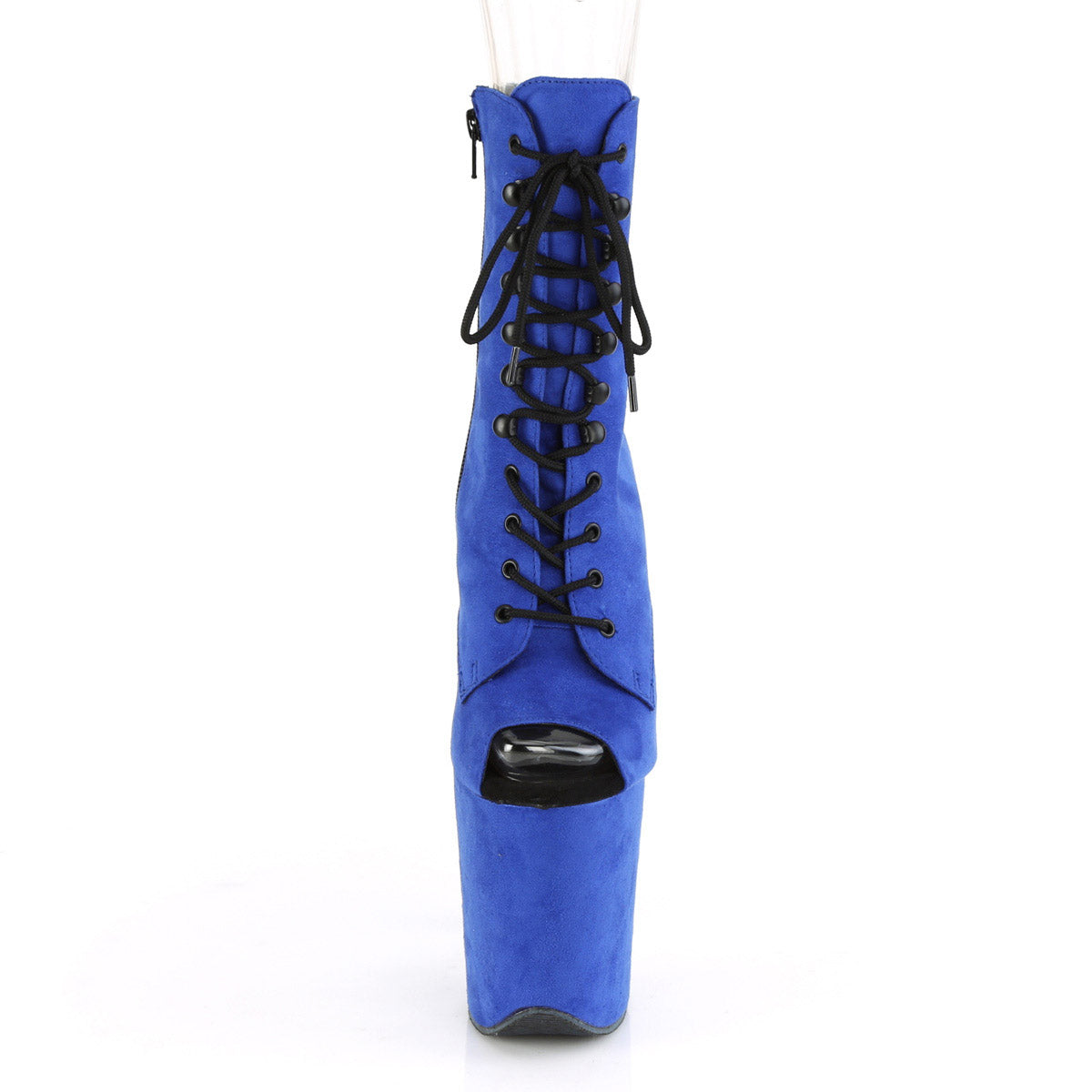 Pleaser 8" Heel, 4" PF Open Toe Lace-Up Ankle Boot, Side Zip FLAMINGO/1021FS Secondary image