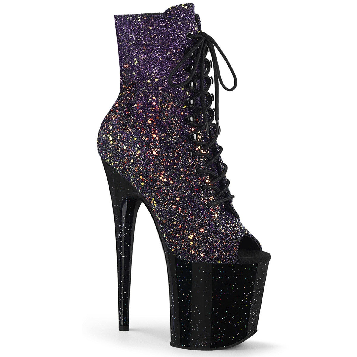 8" Heel, 4" Pf Peep Toe Lace-up Ankle Boot, Side Zip Pleaser Pleaser FLAMINGO/1021OMBG Main image