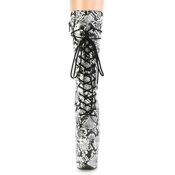 8" Heel, 4" Pf Lace-up Front Mid Calf Boot, Side Zip Pleaser Pleaser FLAM1050SP/B/WSP/M