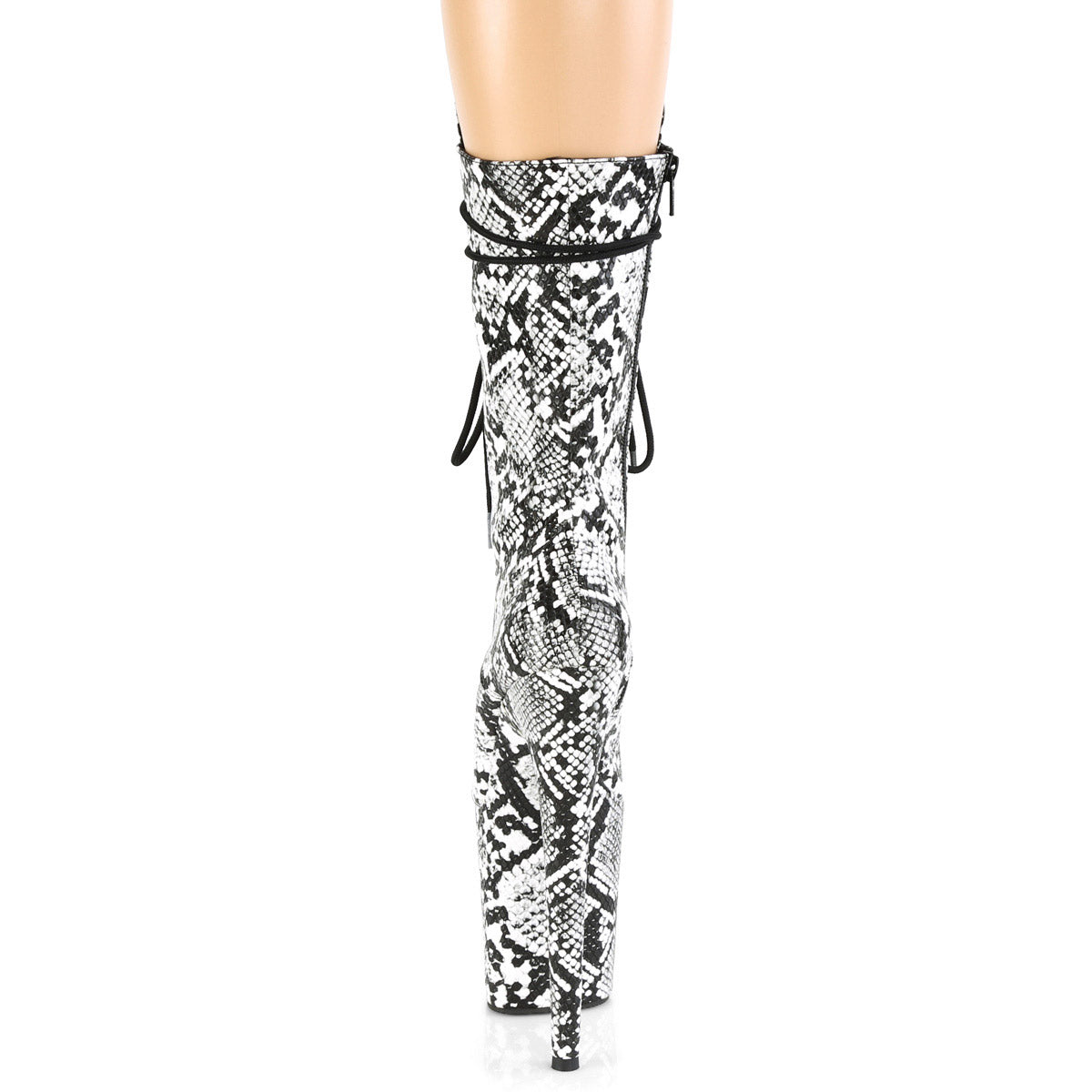 8" Heel, 4" Pf Lace-up Front Mid Calf Boot, Side Zip Pleaser Pleaser FLAM1050SP/B/WSP/M