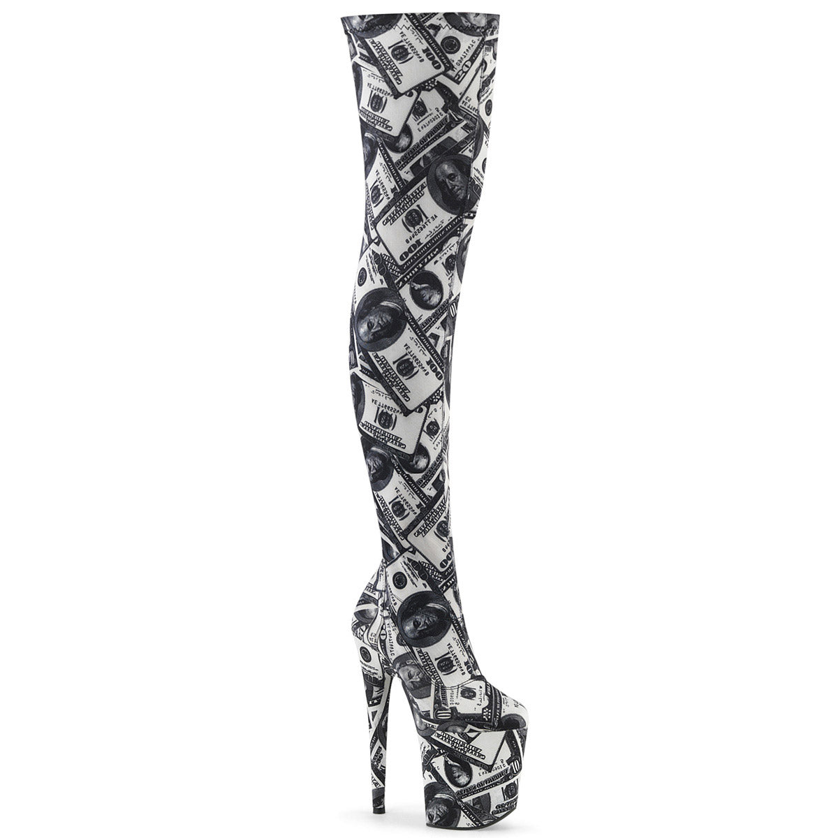 8" Heel, 4" Pf Stretch Thigh Boot, Side Zip Pleaser Pleaser FLAM3000DP/W/BFA/M Main image
