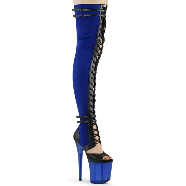 8" Heel, 4" Pf Lace-Up Front Thigh, Side Zip Pleaser Pleaser FLAMINGO/3027