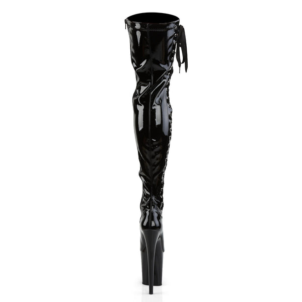 8" Heel, 4" Pf Stretch Thigh Boot W/Side Ribbon Lacing, Side Pleaser Pleaser FLAMINGO/3050