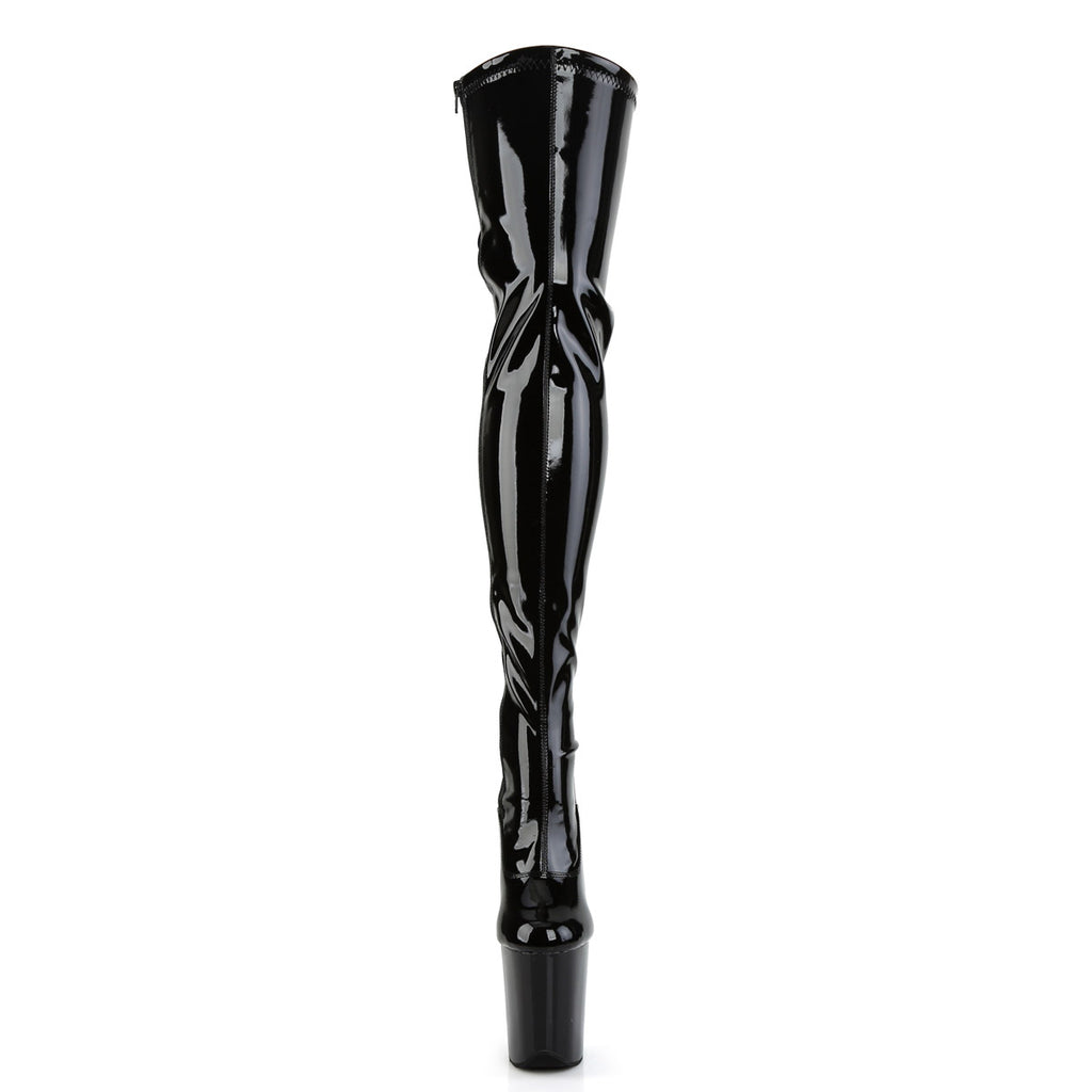 8" Heel, 4" Pf Lace-Up Back Stretch Thigh Boot, Side Zip Pleaser Pleaser FLAMINGO/3063