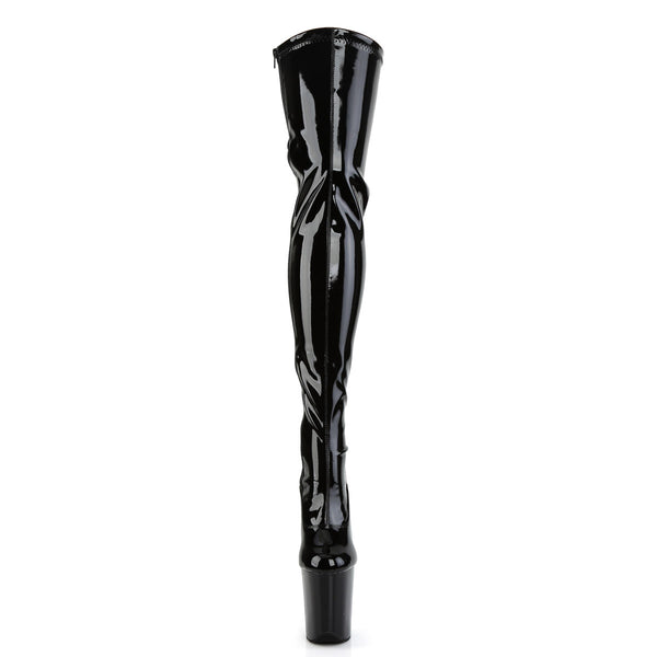 8" Heel, 4" Pf Lace-Up Back Stretch Thigh Boot, Side Zip Pleaser Pleaser FLAMINGO/3063