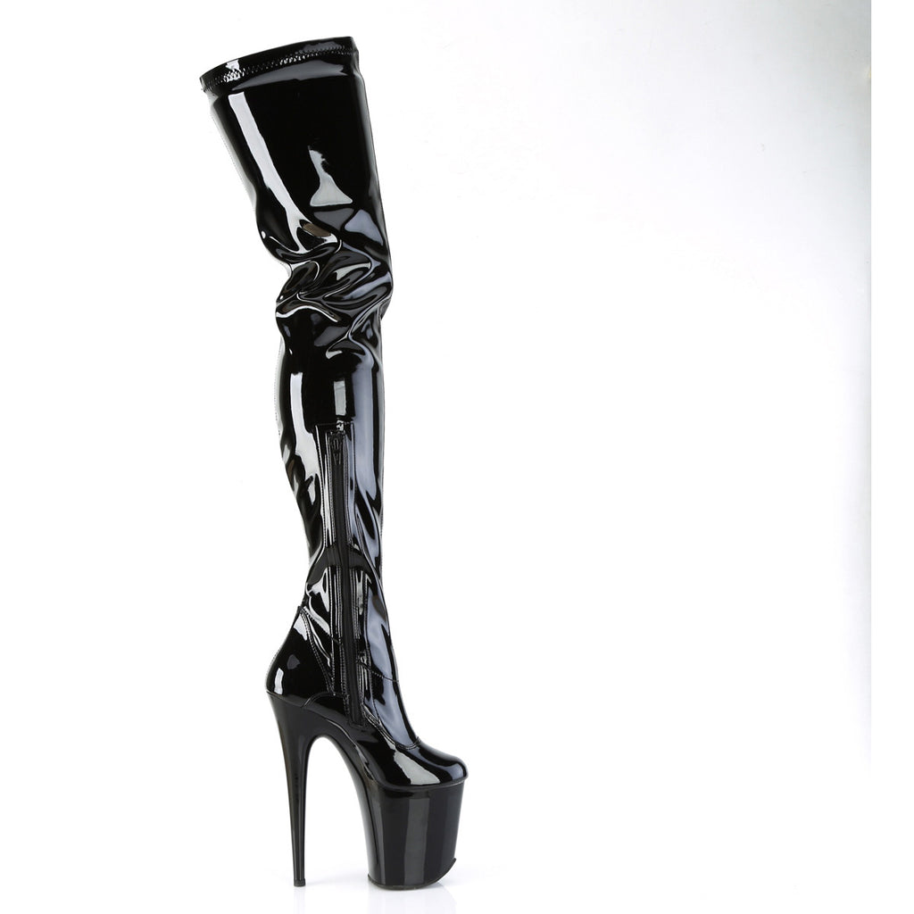 8" Heel, 4" Pf Stretch Crotch Boot, Side Zip Pleaser Pleaser FLAMINGO/4000