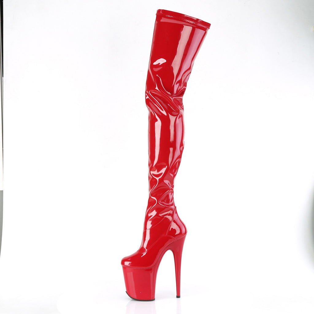 8" Heel, 4" Pf Stretch Crotch Boot, Side Zip Pleaser Pleaser FLAMINGO/4000