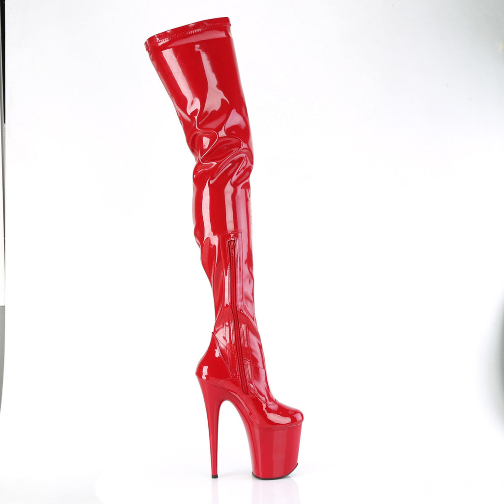 8" Heel, 4" Pf Stretch Crotch Boot, Side Zip Pleaser Pleaser FLAMINGO/4000