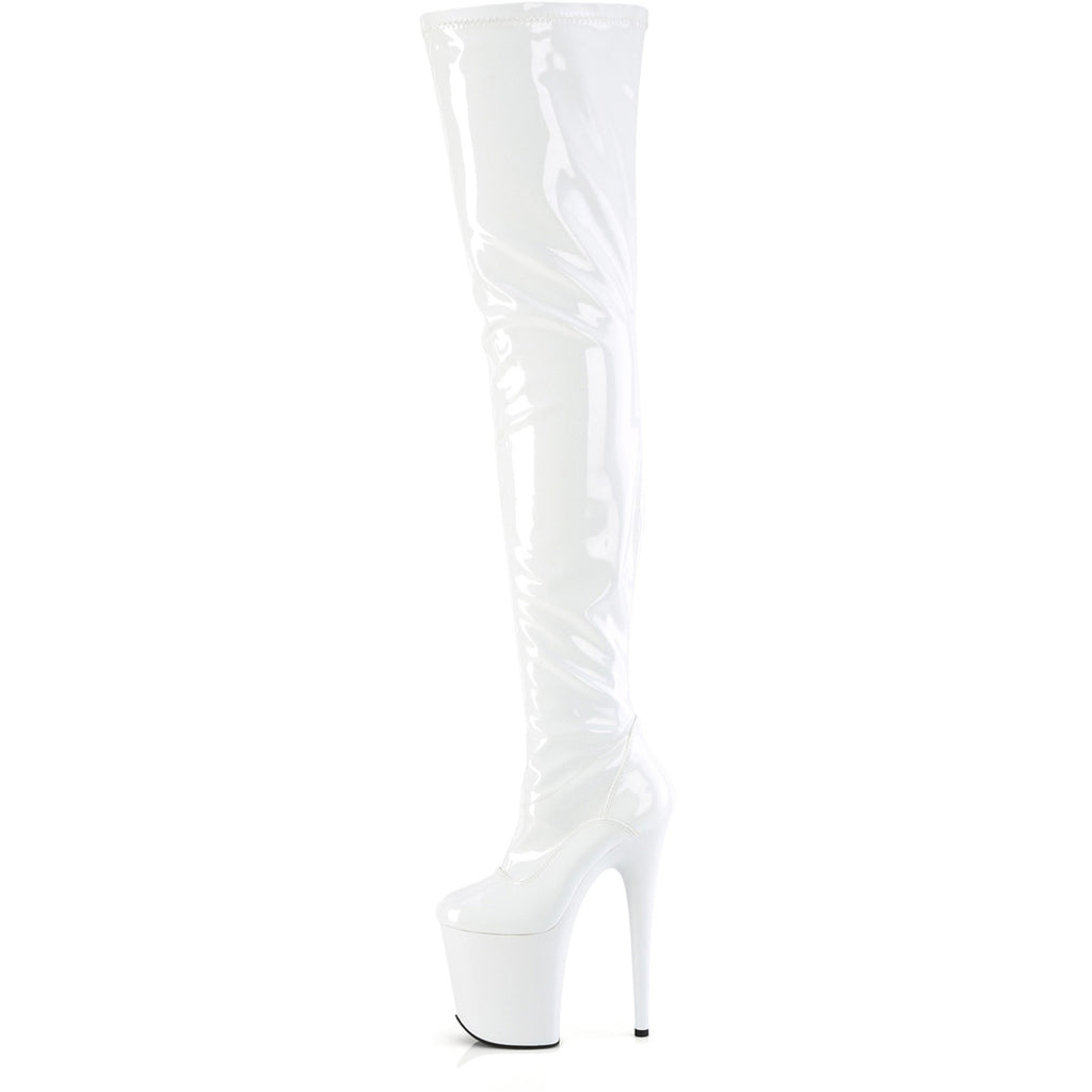 8" Heel, 4" Pf Stretch Crotch Boot, Side Zip Pleaser Pleaser FLAMINGO/4000