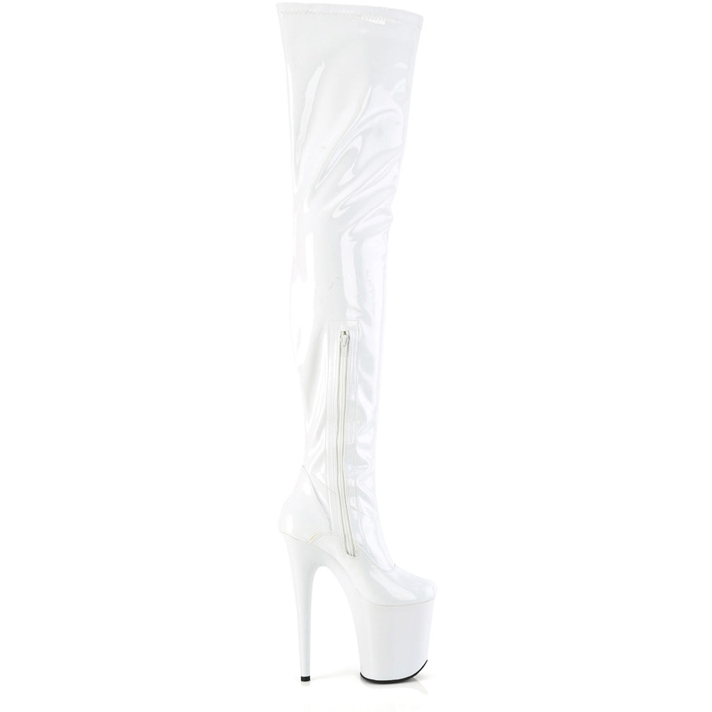 8" Heel, 4" Pf Stretch Crotch Boot, Side Zip Pleaser Pleaser FLAMINGO/4000