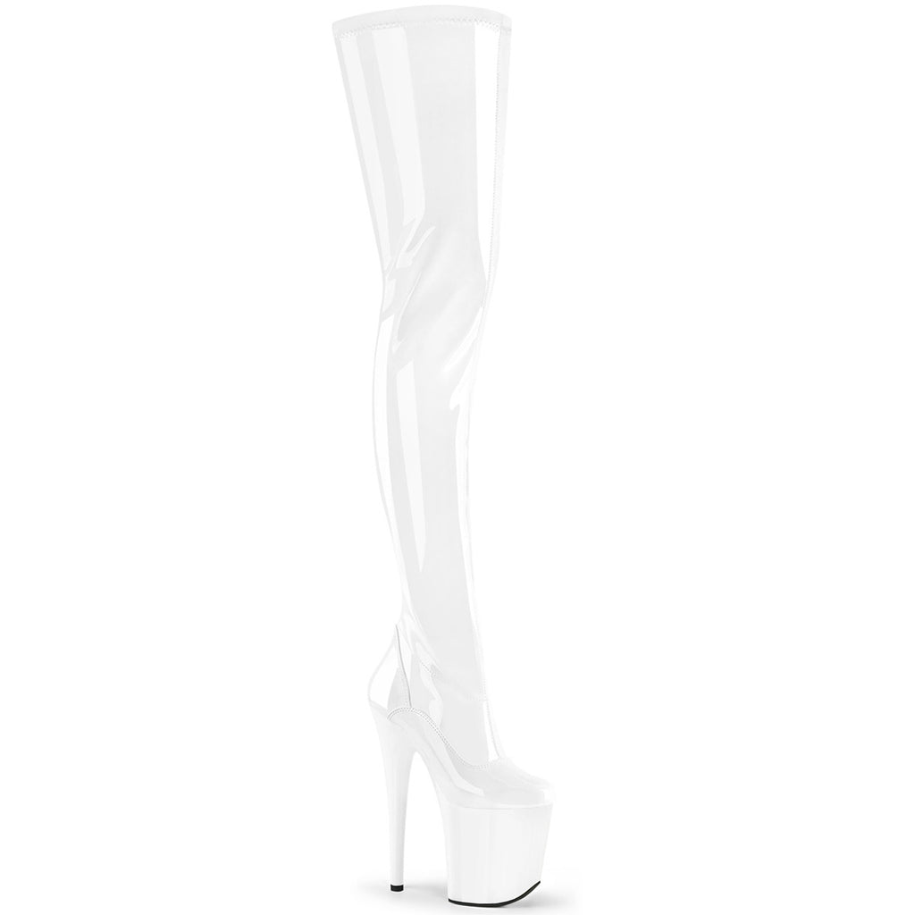 8" Heel, 4" Pf Stretch Crotch Boot, Side Zip Pleaser Pleaser FLAMINGO/4000