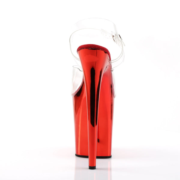 8" Heel, 4" Pf  Ankle Strap Sandal W/chrome Plated Bottom Pleaser Pleaser FLAMINGO/808