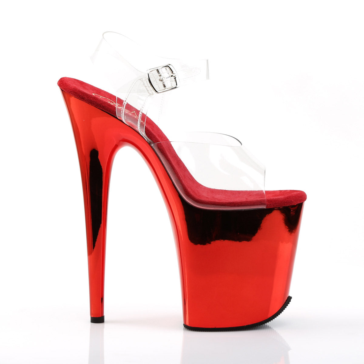 8" Heel, 4" Pf  Ankle Strap Sandal W/chrome Plated Bottom Pleaser Pleaser FLAMINGO/808