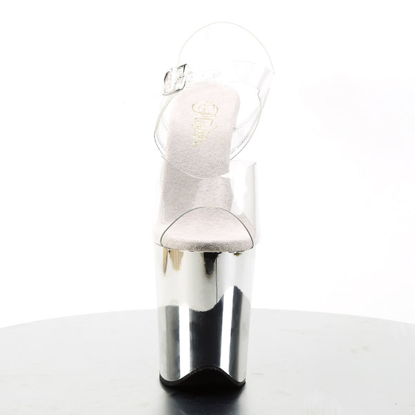 8" Heel, 4" Pf Ankle Strap Sandal W/Chrome Plated Bottom Pleaser Pleaser FLAMINGO/808