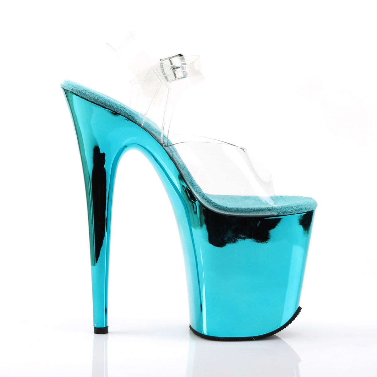 8" Heel, 4" Pf Ankle Strap Sandal W/Chrome Plated Bottom Pleaser Pleaser FLAMINGO/808