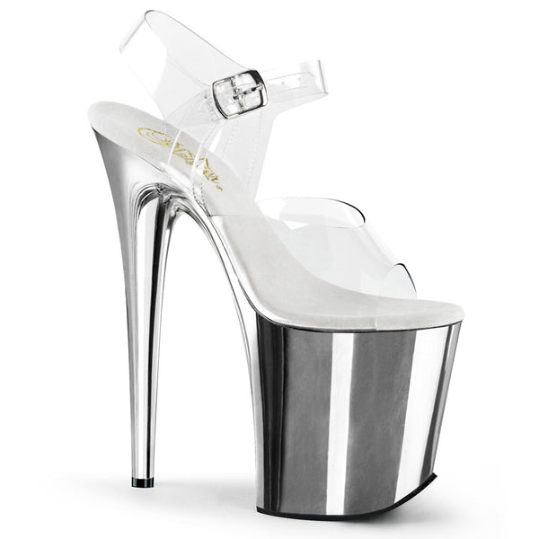 8" Heel, 4" Pf Ankle Strap Sandal W/Chrome Plated Bottom Pleaser Pleaser FLAMINGO/808