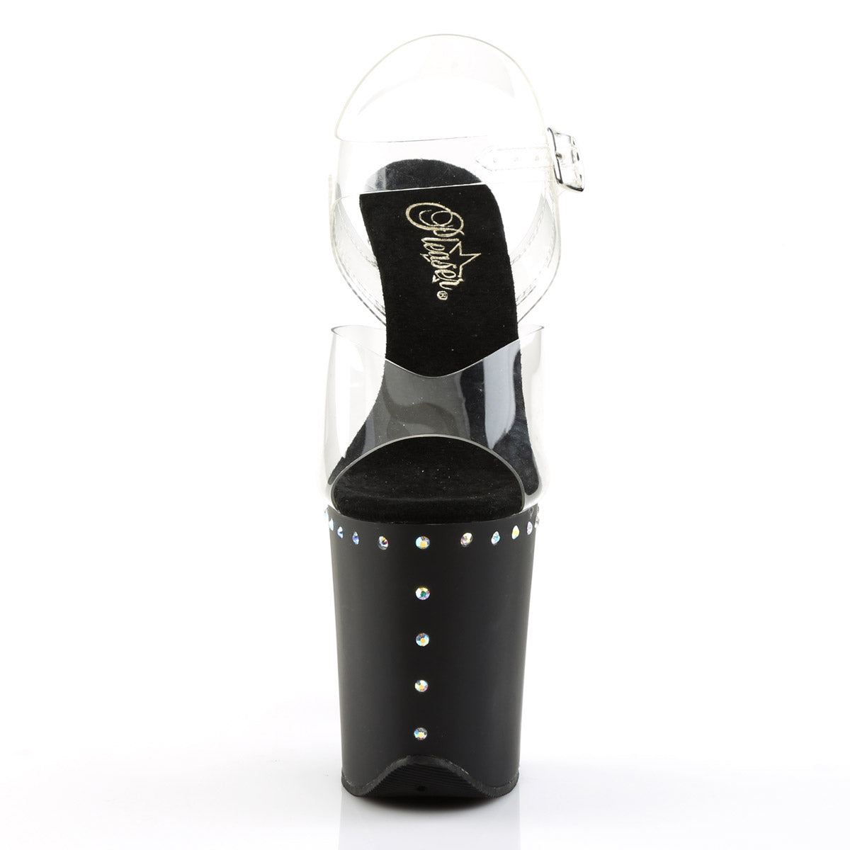 8" Heel, 4" PF Ankle Strap Sandal Clr/Blk Matte Pleaser Pleaser FLAMINGO/808ABLS