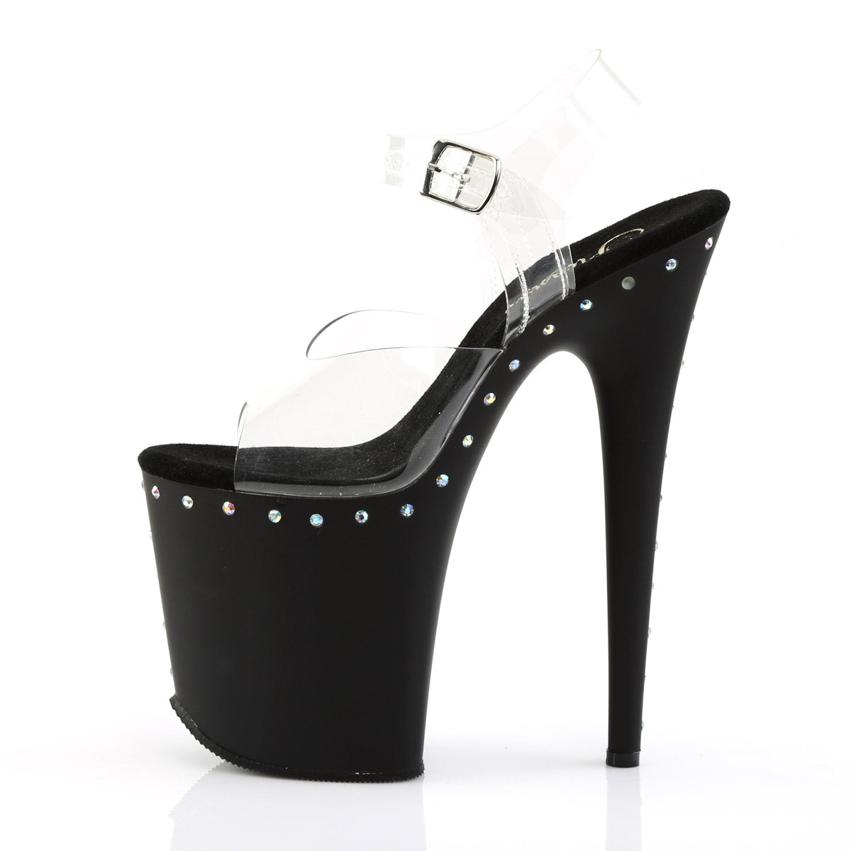 8" Heel, 4" PF Ankle Strap Sandal Clr/Blk Matte Pleaser Pleaser FLAMINGO/808ABLS