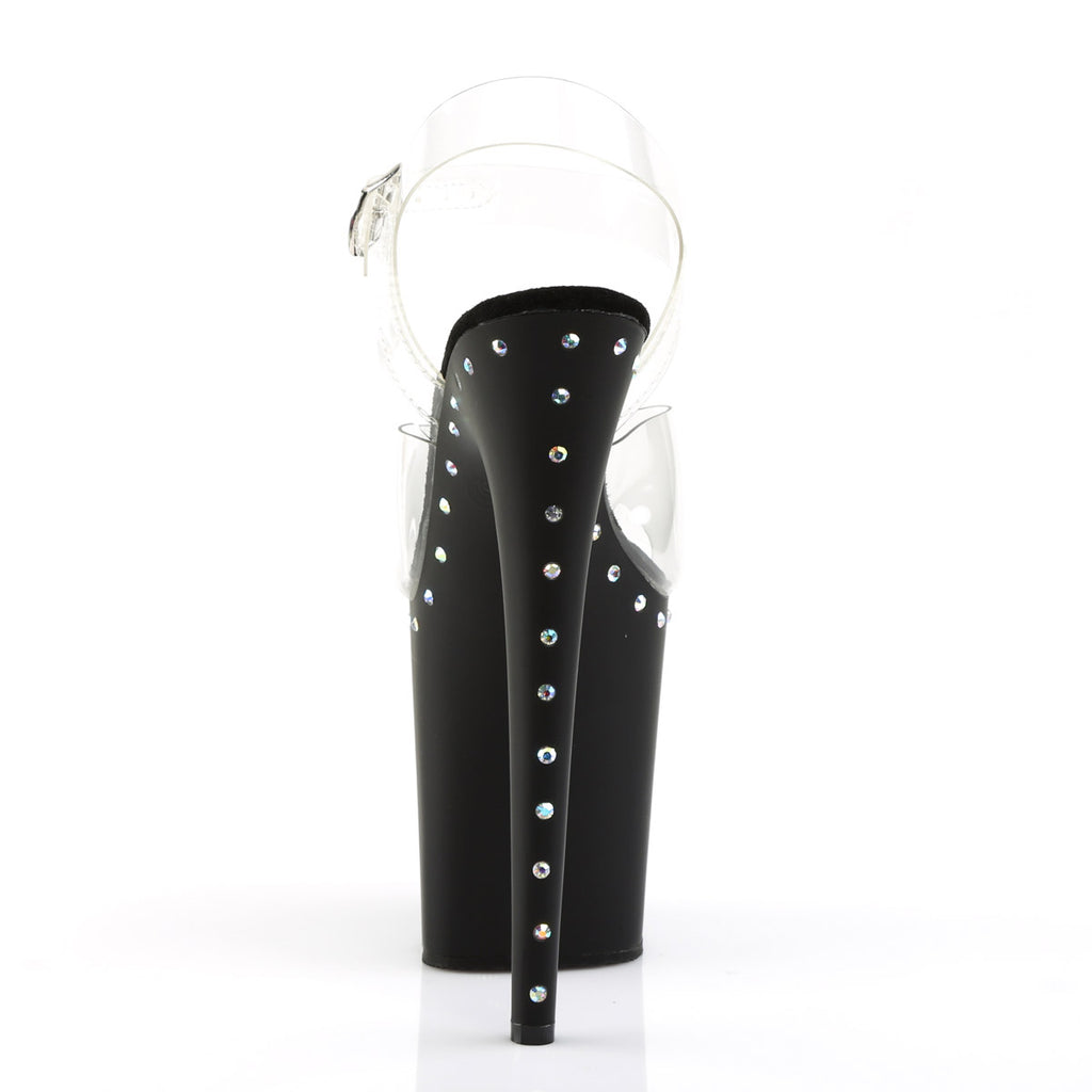 8" Heel, 4" PF Ankle Strap Sandal Clr/Blk Matte Pleaser Pleaser FLAMINGO/808ABLS
