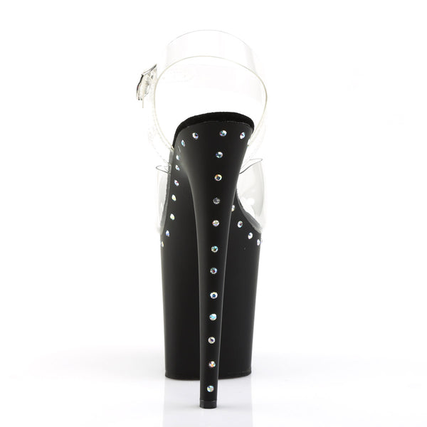 8" Heel, 4" PF Ankle Strap Sandal Clr/Blk Matte Pleaser Pleaser FLAMINGO/808ABLS