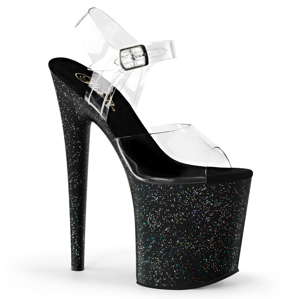 Sexy Glitter Platforms Clear Ankle Strap Sandals High Heels Shoes Pleaser Pleaser FLAMINGO/808MG