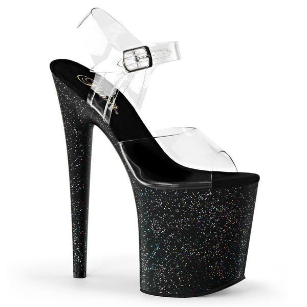 Sexy Glitter Platforms Clear Ankle Strap Sandals High Heels Shoes Pleaser Pleaser FLAMINGO/808MG