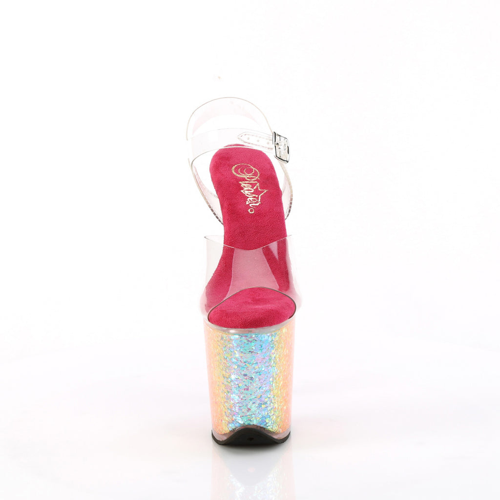 8" Heel, 4" Pf Ankle Strap Sandal Pleaser Pleaser FLAMINGO/808RG/02