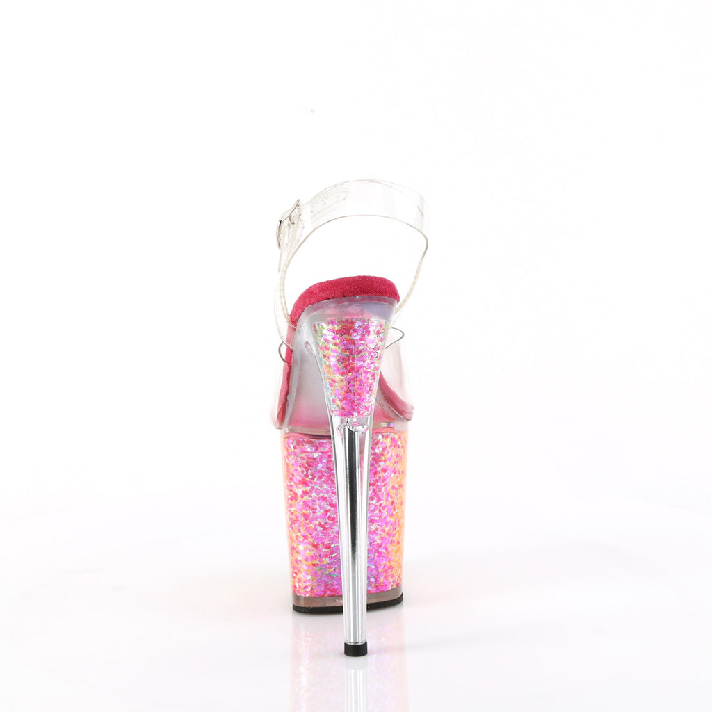 8" Heel, 4" Pf Ankle Strap Sandal Pleaser Pleaser FLAMINGO/808RG/02