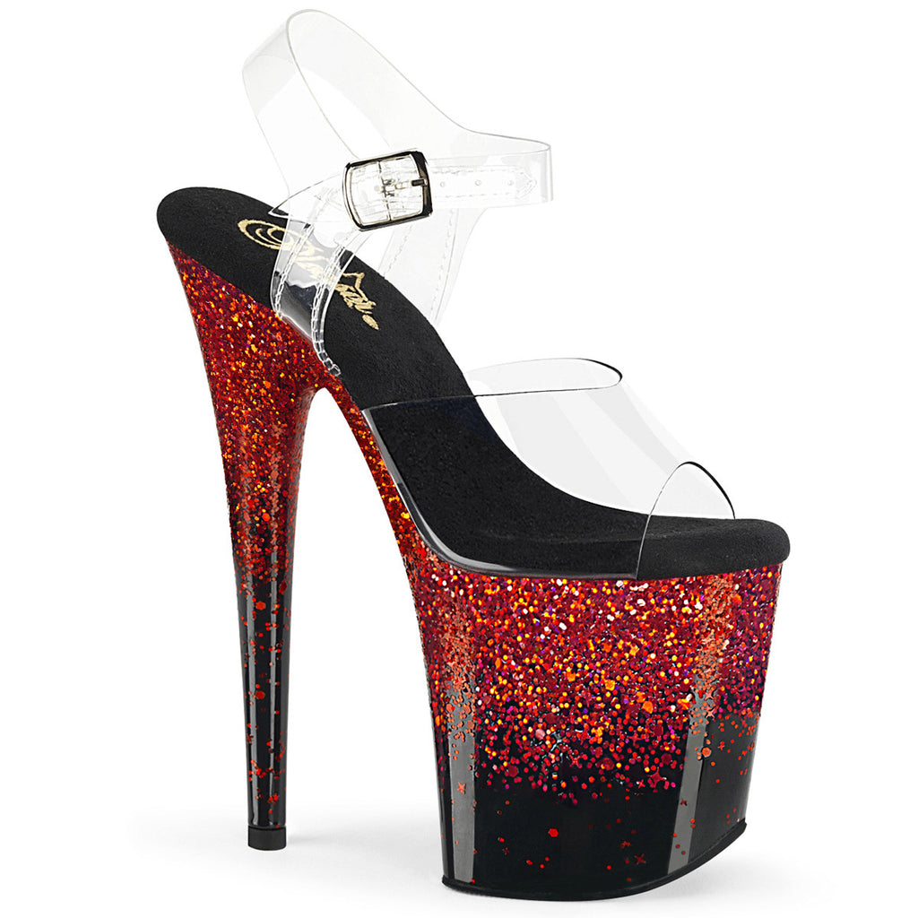 8" Heel, 4" PF Ankle Strap Sandal Pleaser Pleaser FLAMINGO/808SS