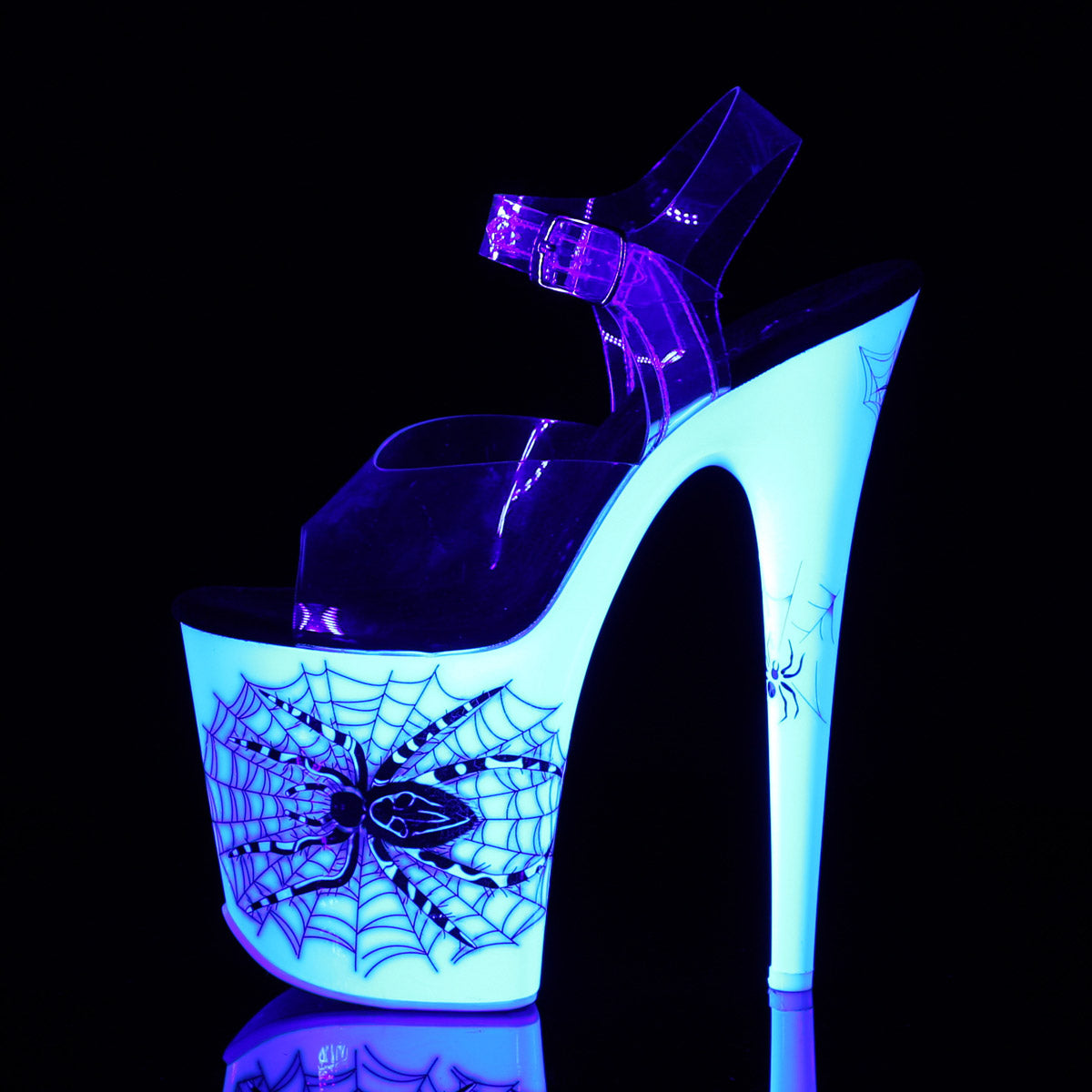 8" Heel, 4" PF Ankle Strap Sandal w/ Spider Design Pleaser Pleaser FLAMINGO/808SW