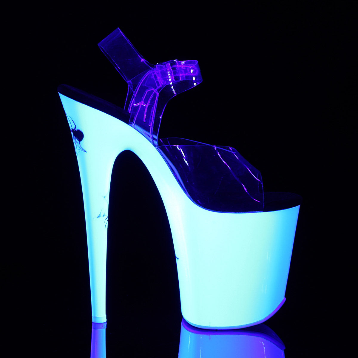 8" Heel, 4" PF Ankle Strap Sandal w/ Spider Design Pleaser Pleaser FLAMINGO/808SW