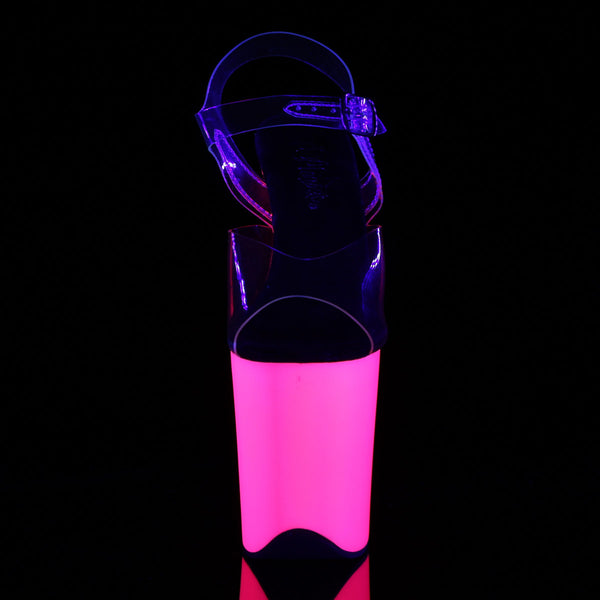 Sexy Neon Glow Platform Stiletto Ankle Strap Sandal High Heels Shoes Pleaser Pleaser FLAMINGO/808UV