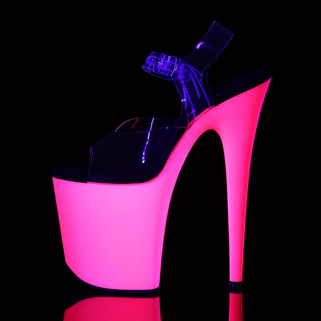 Sexy Neon Glow Platform Stiletto Ankle Strap Sandal High Heels Shoes Pleaser Pleaser FLAMINGO/808UV