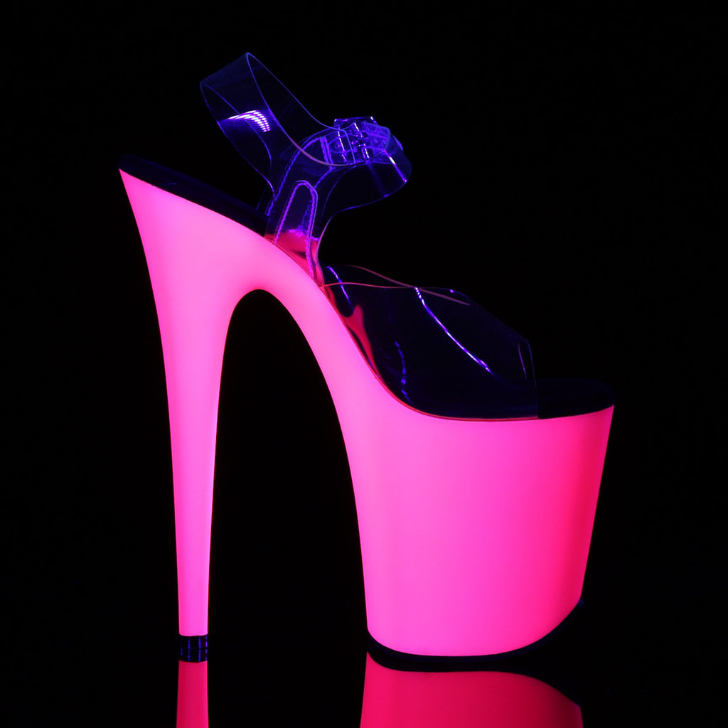 Sexy Neon Glow Platform Stiletto Ankle Strap Sandal High Heels Shoes Pleaser Pleaser FLAMINGO/808UV