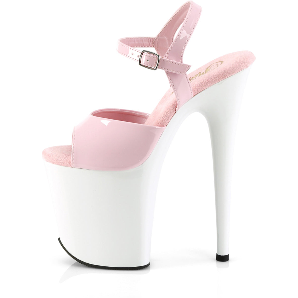 8" Heel, 4" Pf Ankle Strap Sandal Pleaser  FLAM809/BP/W