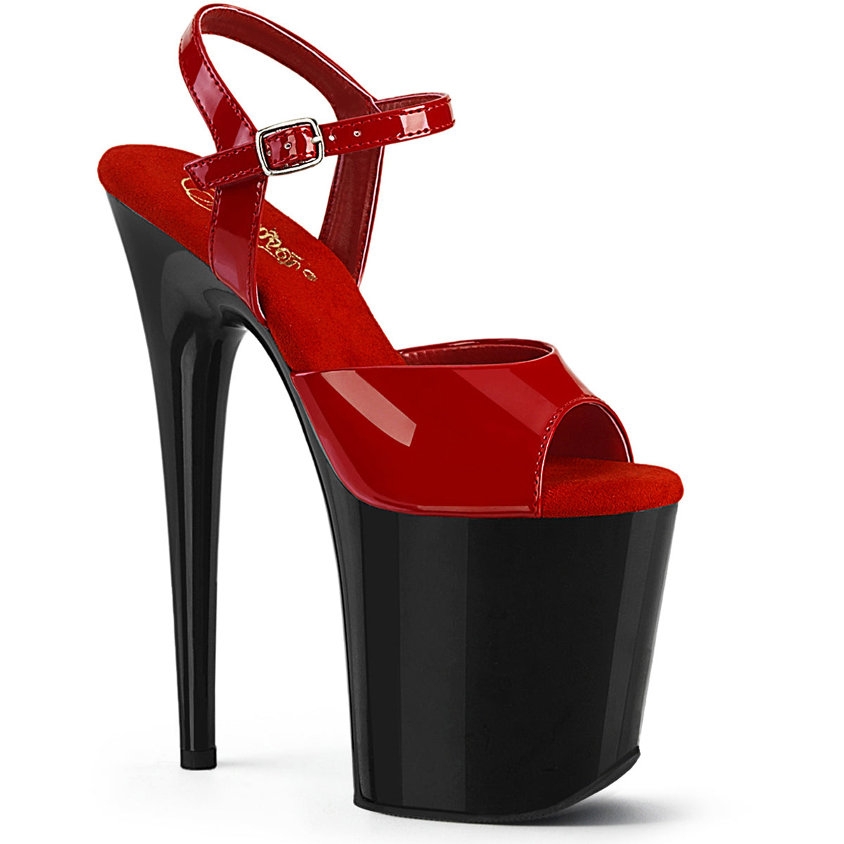 8" Heel, 4" Pf Ankle Strap Sandal Pleaser  FLAM809/R/B