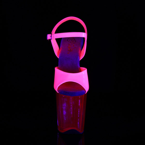 8" Heel, 4" PF UV Reactive Ankle Strap Sandal Pleaser Pleaser FLAMINGO/809UVT
