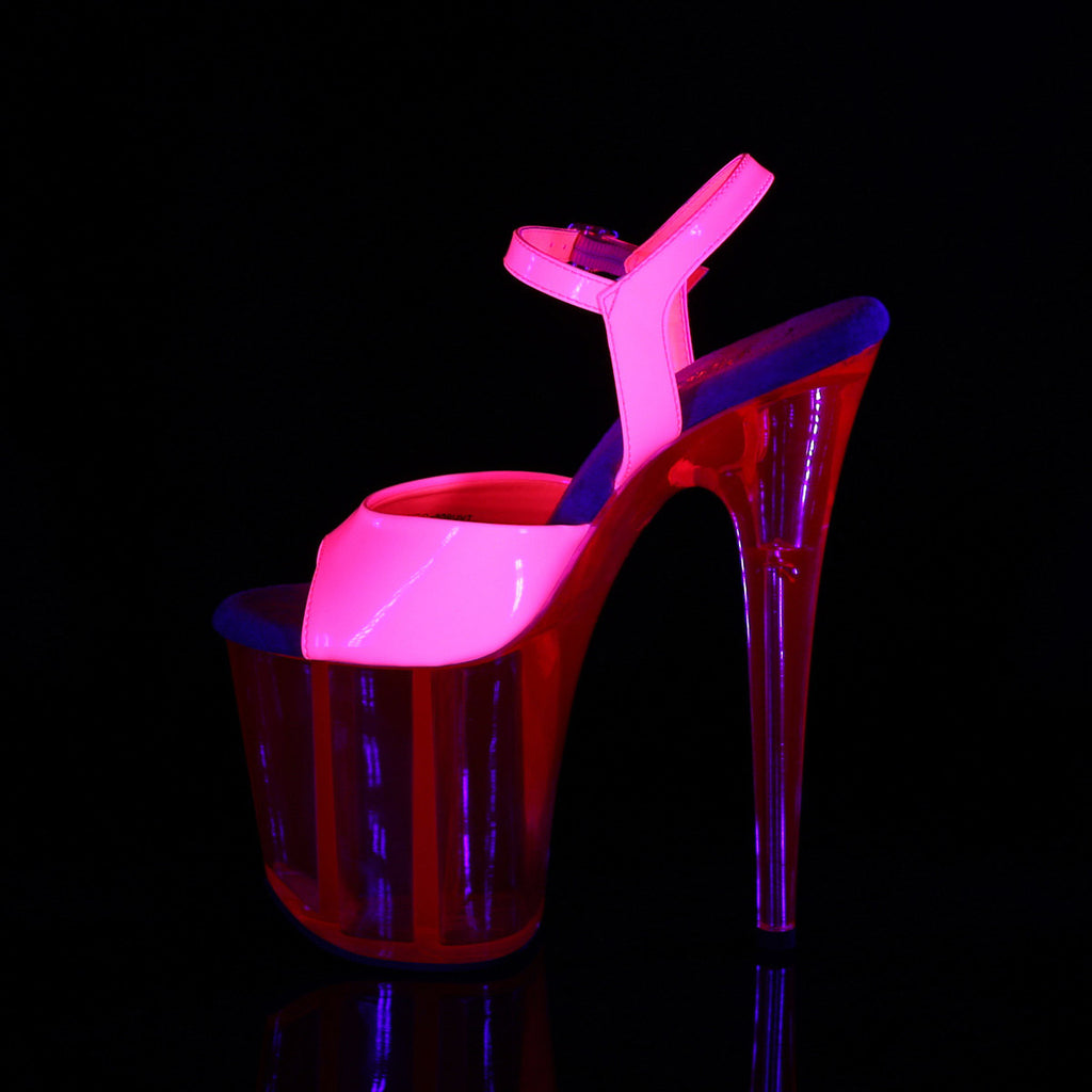 8" Heel, 4" PF UV Reactive Ankle Strap Sandal Pleaser Pleaser FLAMINGO/809UVT