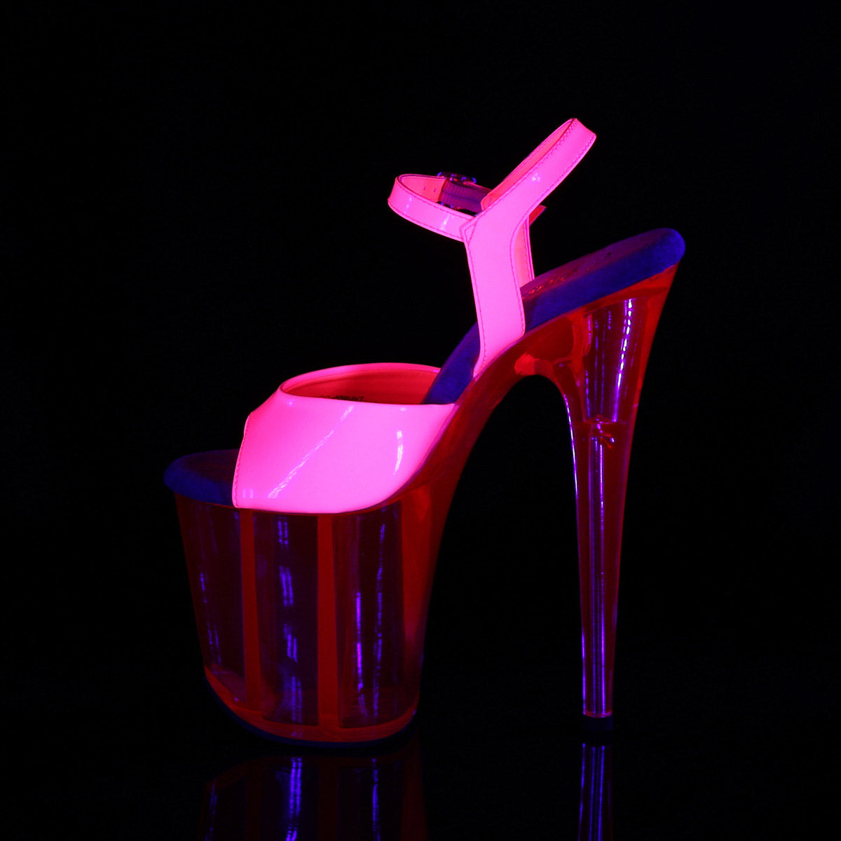 8" Heel, 4" PF UV Reactive Ankle Strap Sandal Pleaser Pleaser FLAMINGO/809UVT